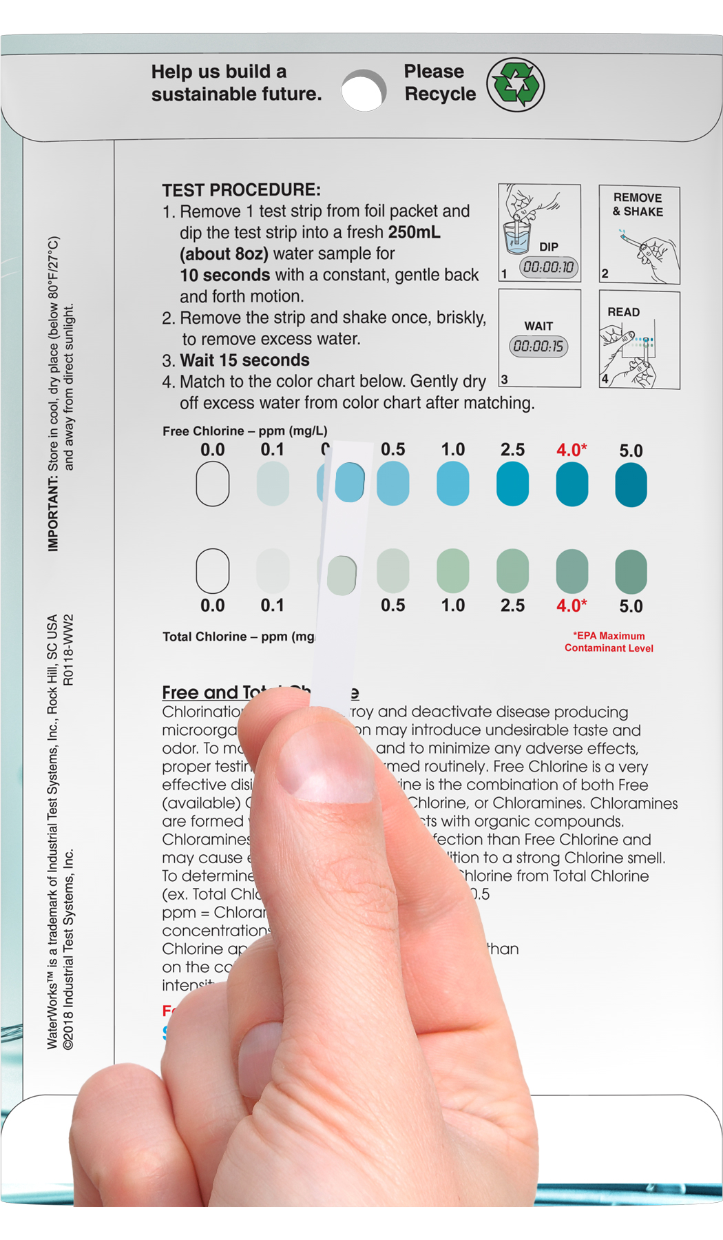 S30P-FTCl 총염소 Free & Total Chlorine Test Strips (Pocket Packs) 480655